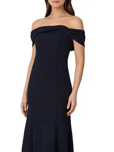 Shoshanna Women's Flores Off-The-Shoulder Gown - Navy | Thumbnail 4 Shoshanna Women's Flores Off-The-Shoulder Gown - Navy | Thumbnail 4