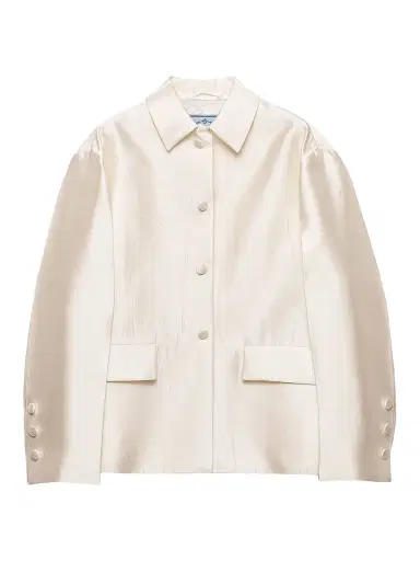 Prada Women's Single Breasted Silk and Wool Jacket - White | Thumbnail 1 Prada Women's Single Breasted Silk and Wool Jacket - White | Thumbnail 1