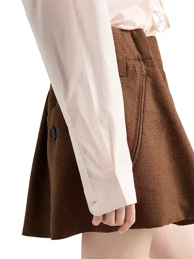 Prada Women's Pinstriped Mouline Wool Miniskirt - Brown | Thumbnail 3 Prada Women's Pinstriped Mouline Wool Miniskirt - Brown | Thumbnail 3