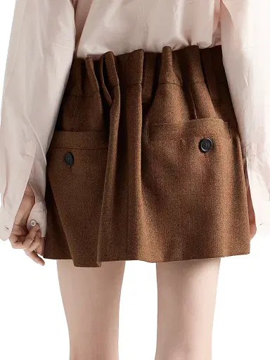Prada Women's Pinstriped Mouline Wool Miniskirt - Brown | Thumbnail 4 Prada Women's Pinstriped Mouline Wool Miniskirt - Brown | Thumbnail 4
