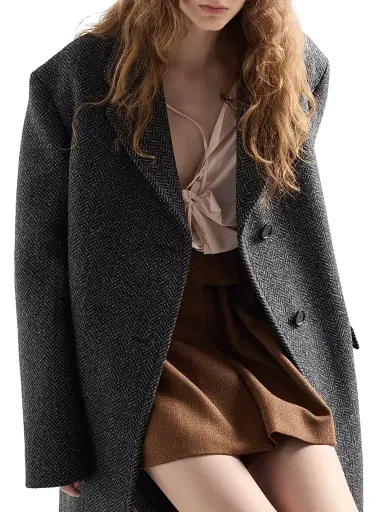 Prada Women's Pinstriped Mouline Wool Miniskirt - Brown | Thumbnail 5 Prada Women's Pinstriped Mouline Wool Miniskirt - Brown | Thumbnail 5
