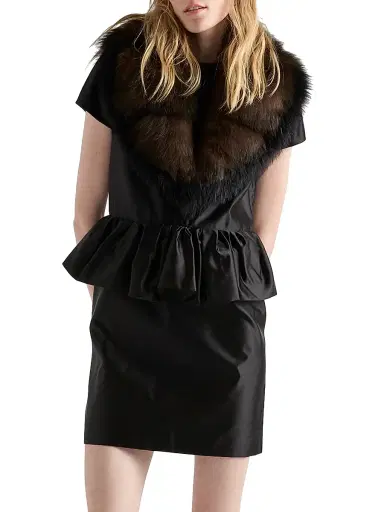Prada Women's Duchesse Silk Mini-Dress - Black | Thumbnail 2 Prada Women's Duchesse Silk Mini-Dress - Black | Thumbnail 2