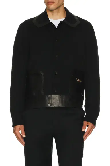 Amiri Leather Patch MA Cardigan | Thumbnail 1 Amiri Leather Patch MA Cardigan | Thumbnail 1