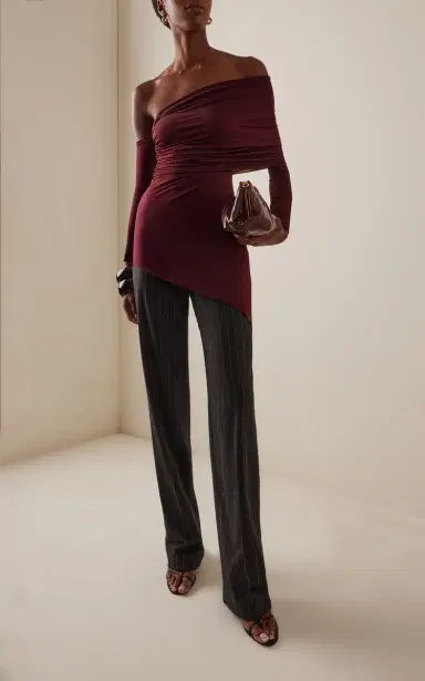 Marina Moscone Jersey One-Shoulder Draped Top | Thumbnail 2 Marina Moscone Jersey One-Shoulder Draped Top | Thumbnail 2