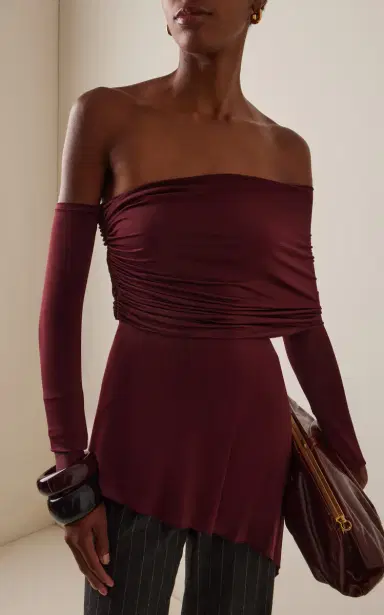 Marina Moscone Jersey One-Shoulder Draped Top | Thumbnail 3 Marina Moscone Jersey One-Shoulder Draped Top | Thumbnail 3