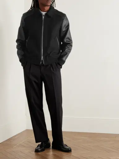 MR P. Panelled Virgin Wool-Blend and Textured-Leather Varsity Jacket - Men | Thumbnail 2 MR P. Panelled Virgin Wool-Blend and Textured-Leather Varsity Jacket - Men | Thumbnail 2
