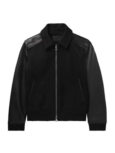 MR P. Panelled Virgin Wool-Blend and Textured-Leather Varsity Jacket - Men | Thumbnail 1 MR P. Panelled Virgin Wool-Blend and Textured-Leather Varsity Jacket - Men | Thumbnail 1