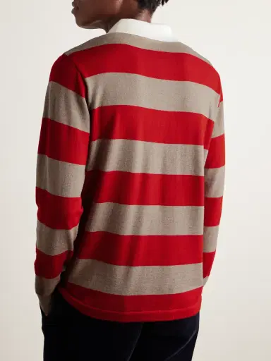 Drake's Striped Merino Wool Polo Shirt - Men | Thumbnail 3 Drake's Striped Merino Wool Polo Shirt - Men | Thumbnail 3