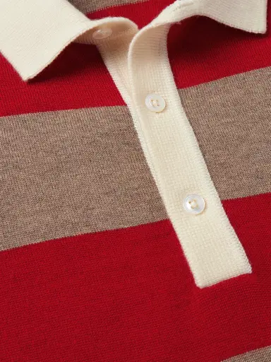 Drake's Striped Merino Wool Polo Shirt - Men | Thumbnail 4 Drake's Striped Merino Wool Polo Shirt - Men | Thumbnail 4