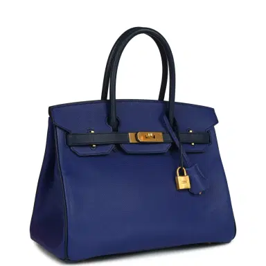 HERMÈS Pre-owned Hermes Special Order (HSS) Birkin 30 Bleu Electric and Bleu Saphir Epsom Brushed Gold Hardware | Thumbnail 2 HERMÈS Pre-owned Hermes Special Order (HSS) Birkin 30 Bleu Electric and Bleu Saphir Epsom Brushed Gold Hardware | Thumbnail 2