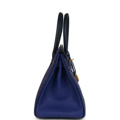 HERMÈS Pre-owned Hermes Special Order (HSS) Birkin 30 Bleu Electric and Bleu Saphir Epsom Brushed Gold Hardware | Thumbnail 3 HERMÈS Pre-owned Hermes Special Order (HSS) Birkin 30 Bleu Electric and Bleu Saphir Epsom Brushed Gold Hardware | Thumbnail 3