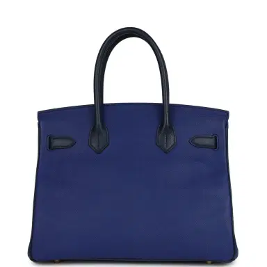 HERMÈS Pre-owned Hermes Special Order (HSS) Birkin 30 Bleu Electric and Bleu Saphir Epsom Brushed Gold Hardware | Thumbnail 4 HERMÈS Pre-owned Hermes Special Order (HSS) Birkin 30 Bleu Electric and Bleu Saphir Epsom Brushed Gold Hardware | Thumbnail 4