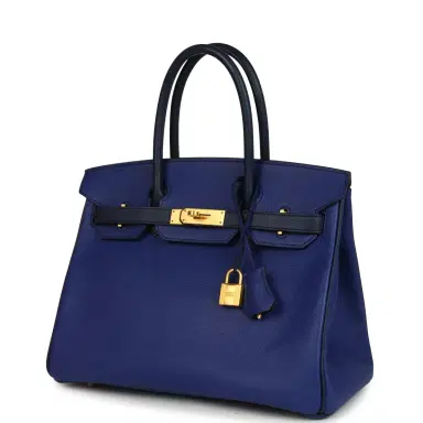 HERMÈS Pre-owned Hermes Special Order (HSS) Birkin 30 Bleu Electric and Bleu Saphir Epsom Brushed Gold Hardware | Thumbnail 5 HERMÈS Pre-owned Hermes Special Order (HSS) Birkin 30 Bleu Electric and Bleu Saphir Epsom Brushed Gold Hardware | Thumbnail 5