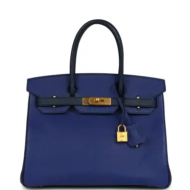 HERMÈS Pre-owned Hermes Special Order (HSS) Birkin 30 Bleu Electric and Bleu Saphir Epsom Brushed Gold Hardware | Thumbnail 1 HERMÈS Pre-owned Hermes Special Order (HSS) Birkin 30 Bleu Electric and Bleu Saphir Epsom Brushed Gold Hardware | Thumbnail 1