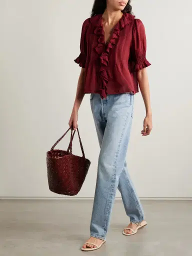 DÔEN Henri Lace-trimmed Ruffled Pintucked Organic Cotton-voile Blouse | Thumbnail 2 DÔEN Henri Lace-trimmed Ruffled Pintucked Organic Cotton-voile Blouse | Thumbnail 2