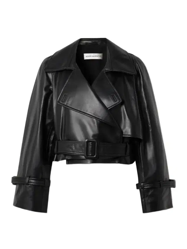 Nour Hammour Hatti Cropped Belted Leather Jacket