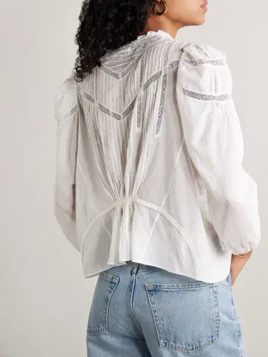 DÔEN Adelphine Crochet-trimmed Pintucked Organic Cotton-voile Blouse | Thumbnail 3 DÔEN Adelphine Crochet-trimmed Pintucked Organic Cotton-voile Blouse | Thumbnail 3
