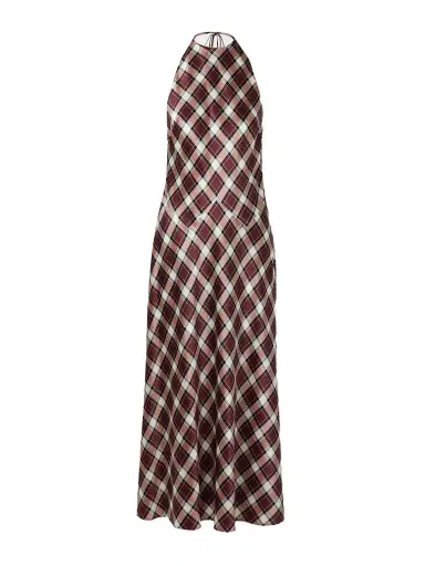 DÔEN Maxime Checked Silk-satin Halterneck Maxi Dress | Thumbnail 1 DÔEN Maxime Checked Silk-satin Halterneck Maxi Dress | Thumbnail 1