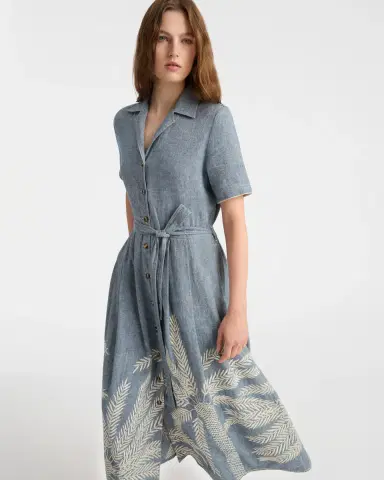 Emporio Sirenuse Claudia Dress with Palm Embroidery | Thumbnail 3 Emporio Sirenuse Claudia Dress with Palm Embroidery | Thumbnail 3