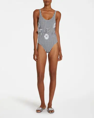 Emporio Sirenuse Jenny One Piece Monogram Striped | Thumbnail 2 Emporio Sirenuse Jenny One Piece Monogram Striped | Thumbnail 2