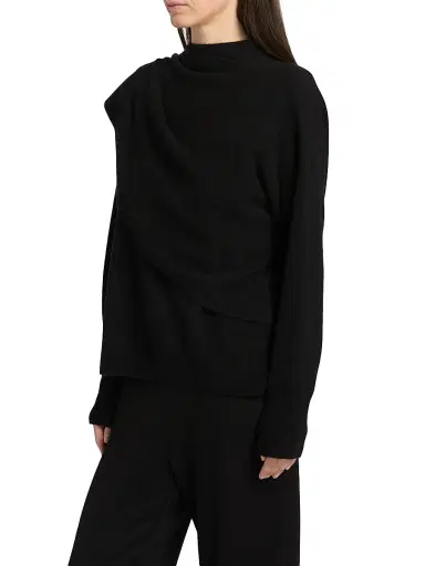 Vince Women's Draped Wool-Cashmere Crewneck Sweater - Dove Oat | Thumbnail 11 Vince Women's Draped Wool-Cashmere Crewneck Sweater - Dove Oat | Thumbnail 11