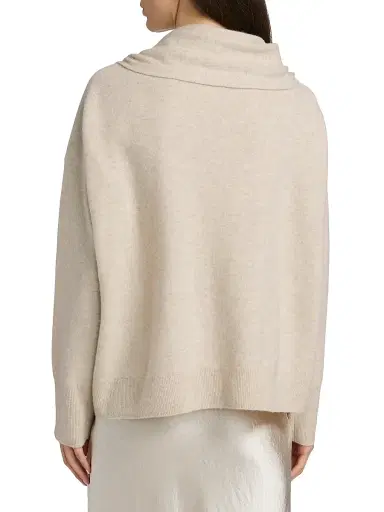Vince Women's Draped Wool-Cashmere Crewneck Sweater - Dove Oat | Thumbnail 5 Vince Women's Draped Wool-Cashmere Crewneck Sweater - Dove Oat | Thumbnail 5