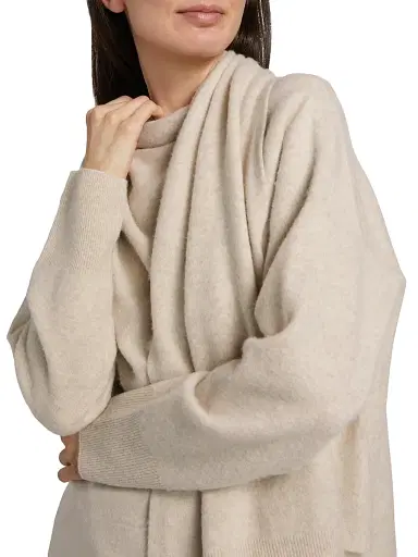 Vince Women's Draped Wool-Cashmere Crewneck Sweater - Dove Oat | Thumbnail 6 Vince Women's Draped Wool-Cashmere Crewneck Sweater - Dove Oat | Thumbnail 6