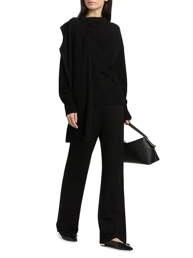 Vince Women's Draped Wool-Cashmere Crewneck Sweater - Dove Oat | Thumbnail 9 Vince Women's Draped Wool-Cashmere Crewneck Sweater - Dove Oat | Thumbnail 9