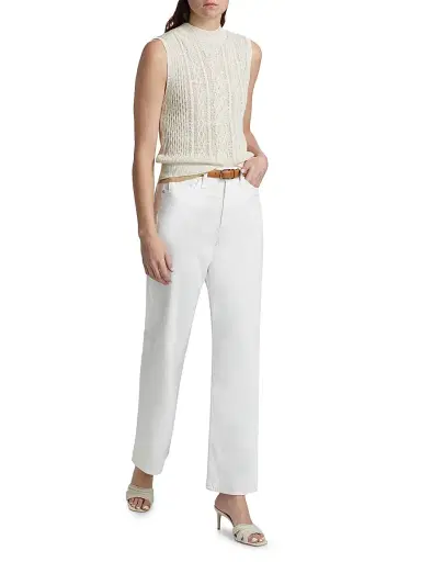 Vince Women's Cable-Knit Double-Layer Mock Turtleneck Vest | Thumbnail 2 Vince Women's Cable-Knit Double-Layer Mock Turtleneck Vest | Thumbnail 2