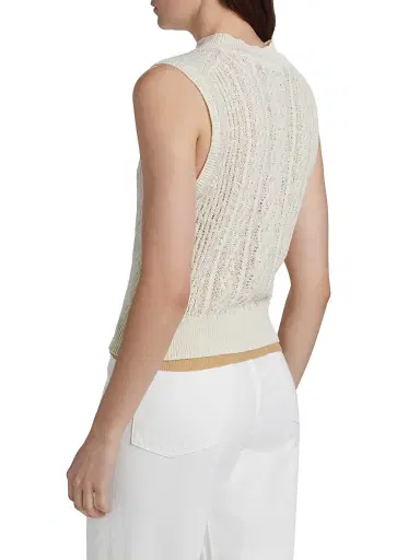 Vince Women's Cable-Knit Double-Layer Mock Turtleneck Vest | Thumbnail 5 Vince Women's Cable-Knit Double-Layer Mock Turtleneck Vest | Thumbnail 5