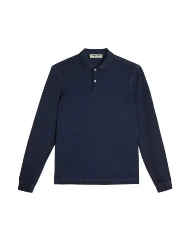 Emporio Sirenuse Long Sleeve Jersey Cotton Polo Shirt Denim | Thumbnail 1 Emporio Sirenuse Long Sleeve Jersey Cotton Polo Shirt Denim | Thumbnail 1