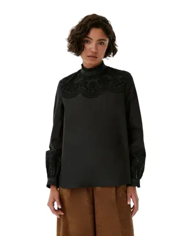 Emporio Sirenuse Mona Blouse with Broderie Anglaise | Thumbnail 1 Emporio Sirenuse Mona Blouse with Broderie Anglaise | Thumbnail 1