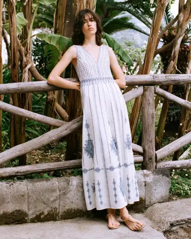 Emporio Sirenuse Nellie Dress with Astragal Embroidery | Thumbnail 5 Emporio Sirenuse Nellie Dress with Astragal Embroidery | Thumbnail 5