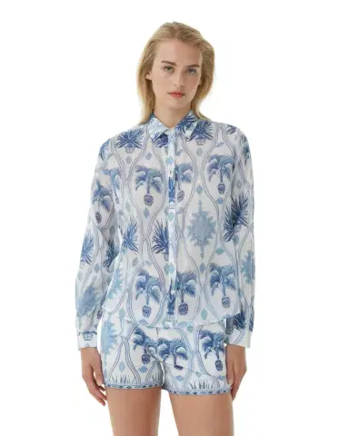 Emporio Sirenuse Odetta Shirt in Garden Mesh Print | Thumbnail 1 Emporio Sirenuse Odetta Shirt in Garden Mesh Print | Thumbnail 1