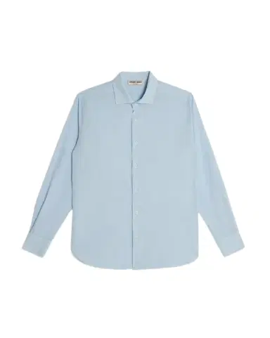 Emporio Sirenuse Plain Cotton Shirt Slim Light Blue | Thumbnail 1 Emporio Sirenuse Plain Cotton Shirt Slim Light Blue | Thumbnail 1