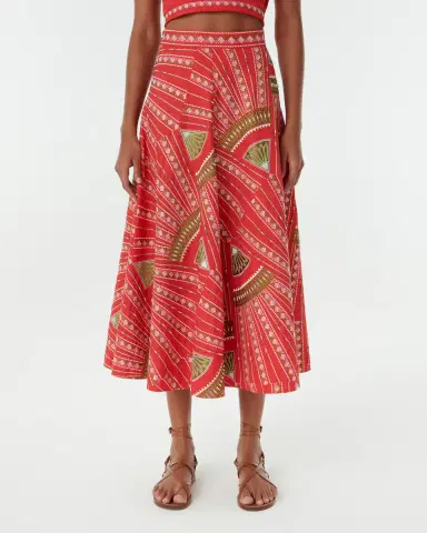 Emporio Sirenuse Tasha Skirt with Japanese Peacock Embroidery | Thumbnail 3 Emporio Sirenuse Tasha Skirt with Japanese Peacock Embroidery | Thumbnail 3
