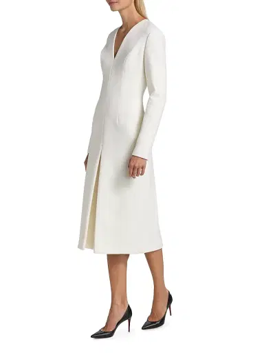 Sergio Hudson Women's Stretch-Wool V-Neck Midi-Dress - Vanilla | Thumbnail 4 Sergio Hudson Women's Stretch-Wool V-Neck Midi-Dress - Vanilla | Thumbnail 4