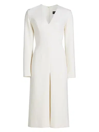 Sergio Hudson Women's Stretch-Wool V-Neck Midi-Dress - Vanilla | Thumbnail 1 Sergio Hudson Women's Stretch-Wool V-Neck Midi-Dress - Vanilla | Thumbnail 1