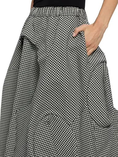 Comme des Garçons Women's Gingham Wool Midi-Skirt - Black Ecru | Thumbnail 6 Comme des Garçons Women's Gingham Wool Midi-Skirt - Black Ecru | Thumbnail 6
