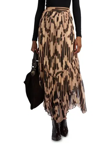 Ba&sh Women's Aley Pleated Handkerchief-Hem Midi-Skirt | Thumbnail 3 Ba&sh Women's Aley Pleated Handkerchief-Hem Midi-Skirt | Thumbnail 3