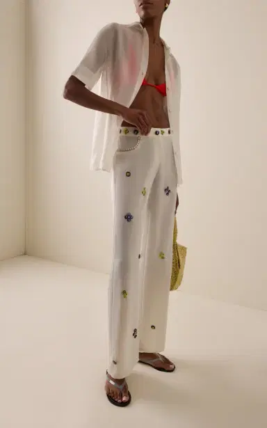 SIEDRÉS Brity Embellished Satin Straight-Leg Pants | Thumbnail 3 SIEDRÉS Brity Embellished Satin Straight-Leg Pants | Thumbnail 3