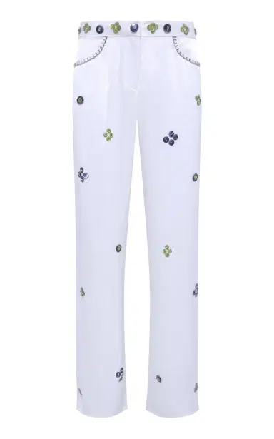 SIEDRÉS Brity Embellished Satin Straight-Leg Pants | Thumbnail 1 SIEDRÉS Brity Embellished Satin Straight-Leg Pants | Thumbnail 1
