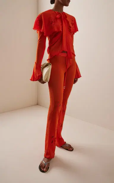 SIEDRÉS Dania Embroidered Mesh Flared Pants | Thumbnail 2 SIEDRÉS Dania Embroidered Mesh Flared Pants | Thumbnail 2