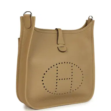 HERMÈS Hermes Evelyne III PM Poussiere Clemence Palladium Hardware | Thumbnail 2 HERMÈS Hermes Evelyne III PM Poussiere Clemence Palladium Hardware | Thumbnail 2