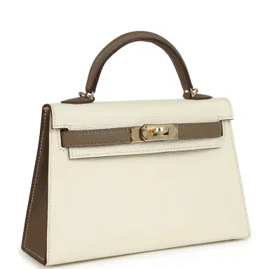 HERMÈS Hermes Special Order (HSS) Kelly Sellier 20 Nata and Etoupe Chevre Mysore Permabrass Hardware | Thumbnail 2 HERMÈS Hermes Special Order (HSS) Kelly Sellier 20 Nata and Etoupe Chevre Mysore Permabrass Hardware | Thumbnail 2