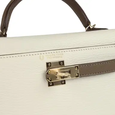 HERMÈS Hermes Special Order (HSS) Kelly Sellier 20 Nata and Etoupe Chevre Mysore Permabrass Hardware | Thumbnail 7 HERMÈS Hermes Special Order (HSS) Kelly Sellier 20 Nata and Etoupe Chevre Mysore Permabrass Hardware | Thumbnail 7