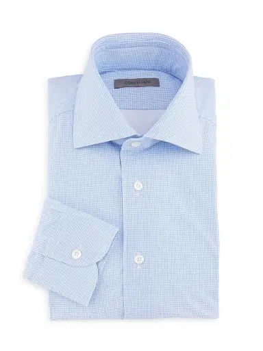 Corneliani Men's P178 Diamond Tech Shirt - Blue Micro | Thumbnail 2 Corneliani Men's P178 Diamond Tech Shirt - Blue Micro | Thumbnail 2