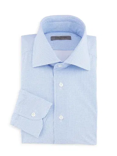 Corneliani Men's P178 Diamond Tech Shirt - Blue Micro | Thumbnail 1 Corneliani Men's P178 Diamond Tech Shirt - Blue Micro | Thumbnail 1