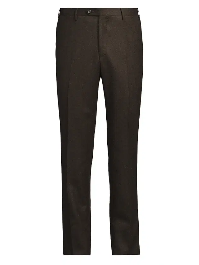 Men's Wool Flannel Slim-Fit Trousers - Brown Men's Wool Flannel Slim-Fit Trousers - Brown