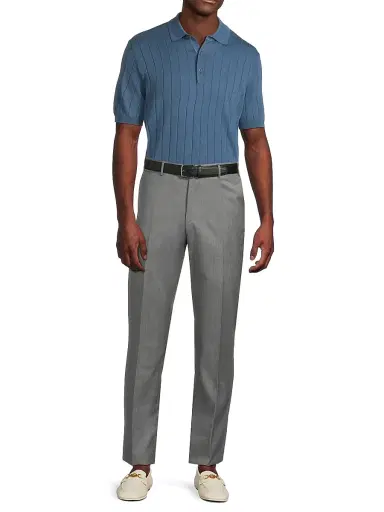 Corneliani Men's Wool & Silk Slim-Fit Trousers - Grey | Thumbnail 2 Corneliani Men's Wool & Silk Slim-Fit Trousers - Grey | Thumbnail 2